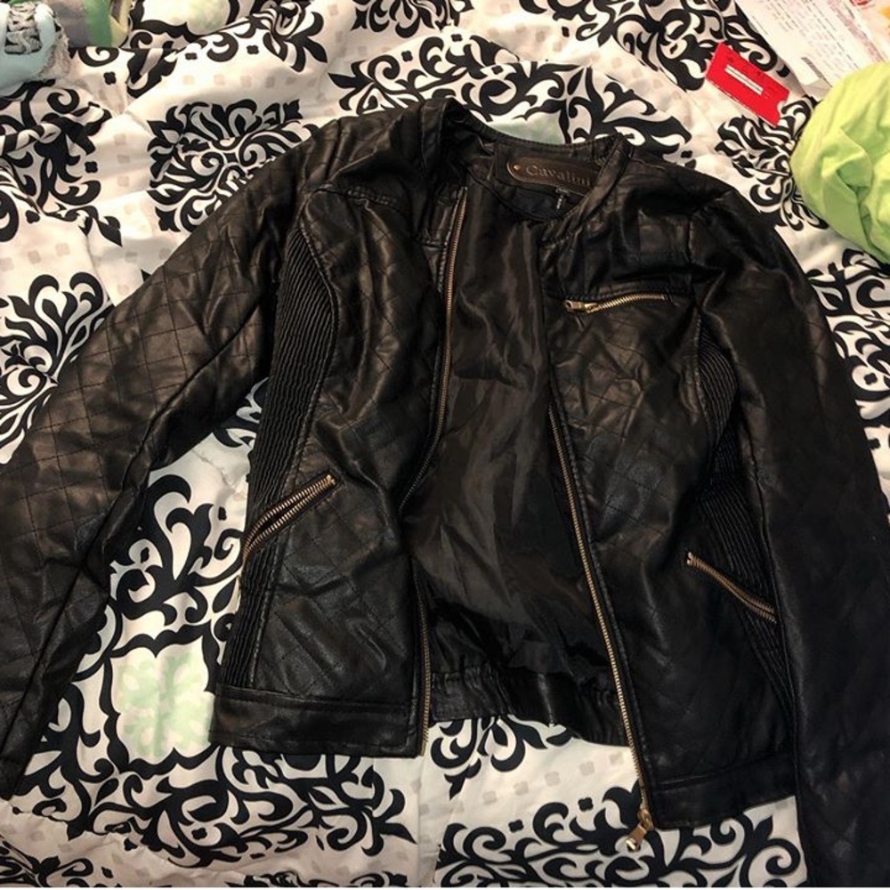 Black leather jacket
